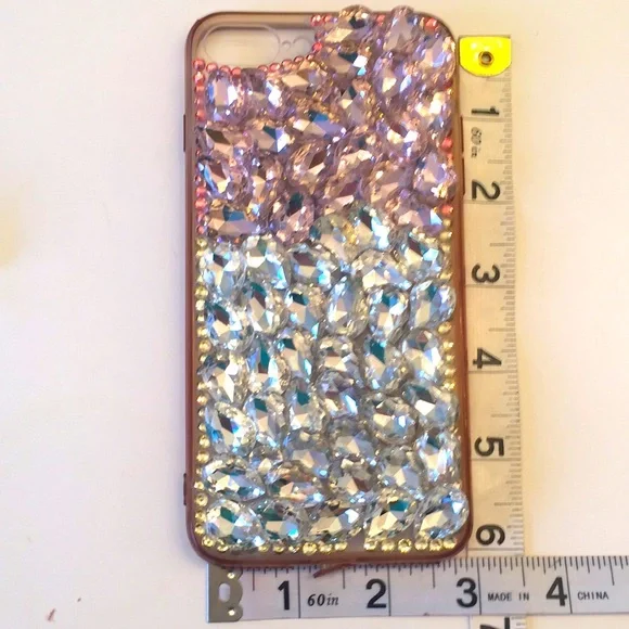 Pink &White Crystals covered iPhone Cover 6” Long - Picture 2 of 9